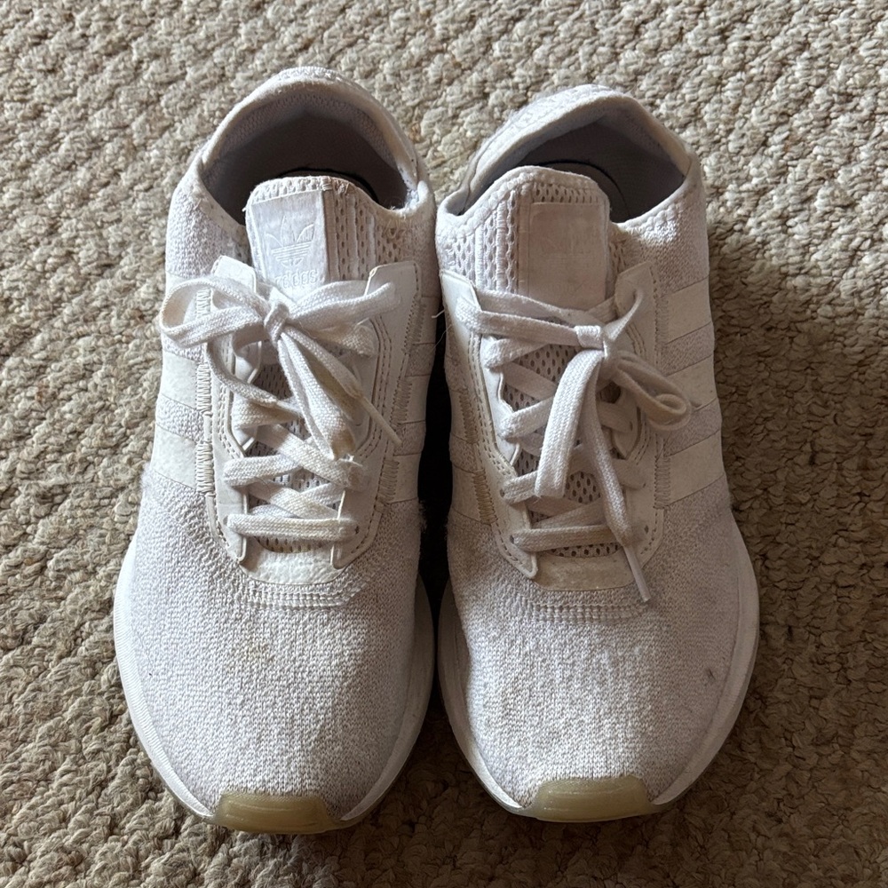 Adidas White Lace-Up Athletic Sneakers